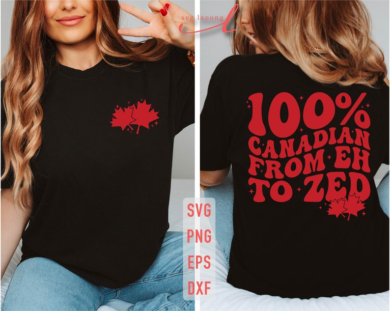 Pu&ograve; includere: Maglietta nera con un design a foglia d'acero rossa sul davanti e il testo "100% CANADESE DA EH A ZED" sul retro.