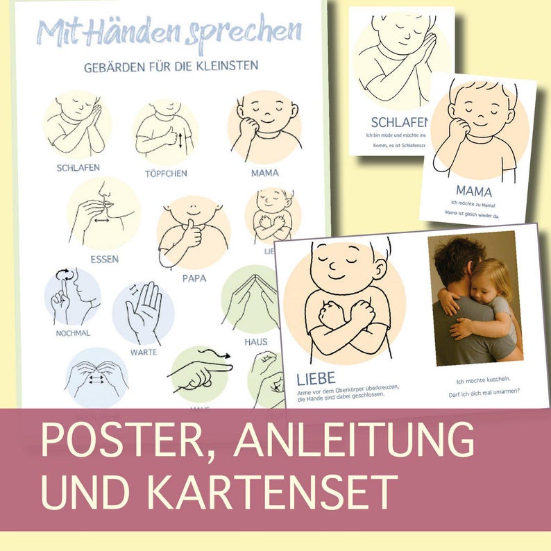 Baby Gebärden Poster Lernkarten
