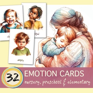 Flashcards Tarjetas de sentimientos | Preescolar Jardín de infancia nino emociones juego de cartas | en español