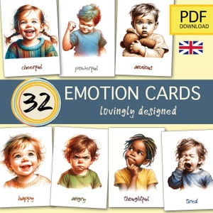 Tarjetas de emociones para niños (PDF, imprimibles) - Expresiones faciales con sentimientos