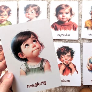 Set 32 Gefühlskarten für Kinder | Geschenk Emotionskarten Flashcards Montessori Kindergarten Selbstregulation Vorschule Gefühlekarten Kita