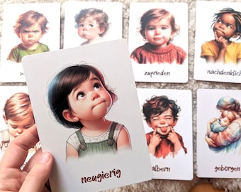 Cartes d'émotions pour enfants | 32 cartes d'émotions, Montessori, maternelle, autorégulation, préscolaire, sentiments, visages, garderie, cadeau