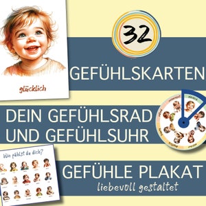 Großes Set Bundle Gefühlskarten Gefühle Poster Gefühlsuhr Gefühlsrad ALLES ZUSAMMEN Emotionen Plakat