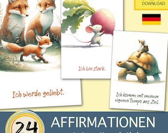 24 Affirmationskarten für Kinder | Growth Mindset | Achtsamkeit | Positive Glaubenssätze Selbstliebe Selbstbewusstsein stärken Ermutigung