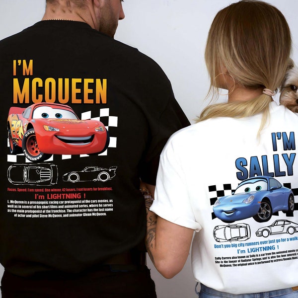 Vintage Cars Matching Shirt, L. Mcqueen and Sally Couple Shirt, Kachow L. Mcqueen, Im Lightning Sally Cars Shirt, Lightning Movie