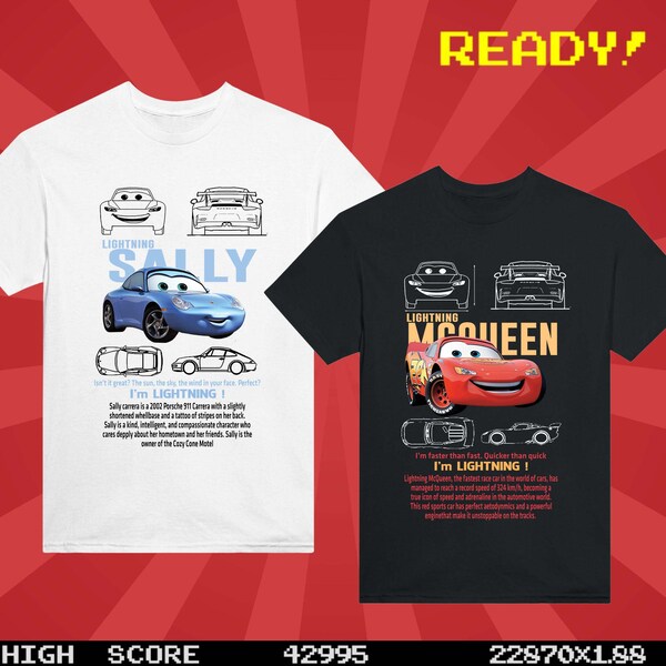 Vintage Cars Matching Shirt, L. Mcqueen and Sally Couple Shirt, Kachow L. Mcqueen, Im Lightning Sally Cars Shirt, Limited McQueen Shirt