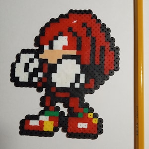 Knuckles from Sonic the Hedgehog XL Perler bead pendant, necklace options