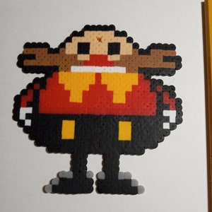 Dr. Robotnik from Sonic the Hedgehog XL Perler bead pendant, necklace options