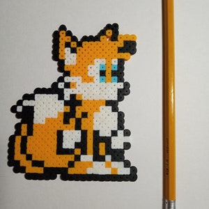 Tails from Sonic the Hedgehog, XL Perler bead pendant, necklace options