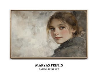 Elegant Young Woman Portrait Print | Romantic Fine Art (Digital Print)