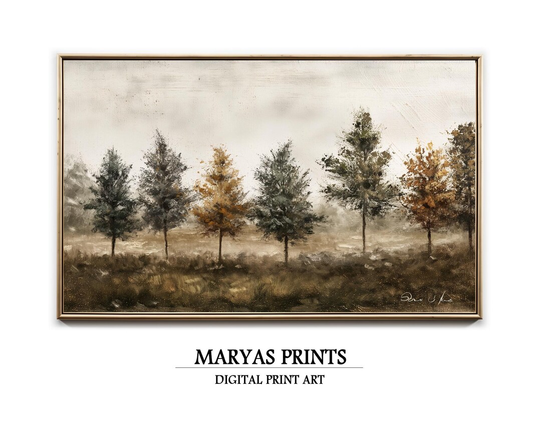 Printable Wall Art | Autumn Trees in Misty Landscape | Nature's ...