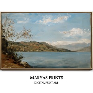 PRINTABLE Hills and Lake Wall Art | Serene Landscape | Digital Print | Impressionist | Printable Art | Moving | N-65