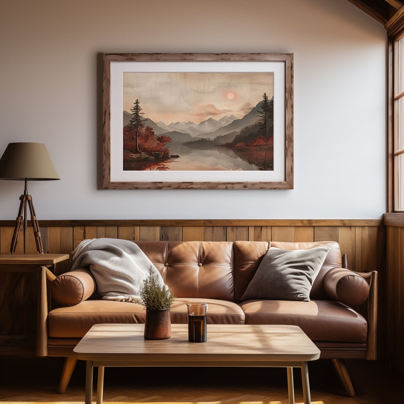 Mountain Sunset Wall Art | Scenic Lake Reflection | Landscape Digital ...