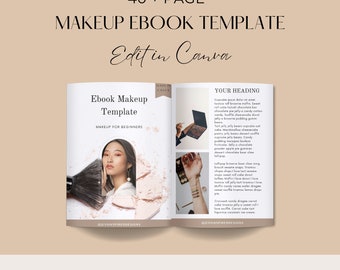 Manual de maquillaje editable en formato ebook. Guía para estudiantes de maquillaje empresarial. Editar en Canva. Plantilla de maquillaje para jefes e influencers/novias.