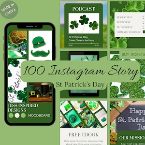St Patricks Day Post, Grüne Social-Media, Instagram-Inhalte, St Patricks Vorlage, Feiertagsvorlagen, Grüne Instagram-Story, Social Media
