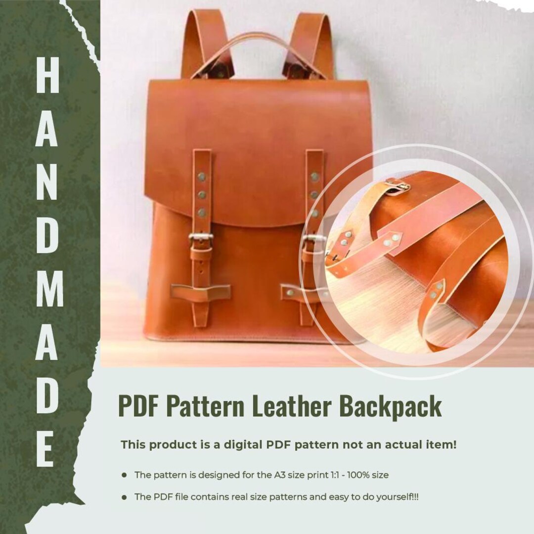 Leather Classic Backpack PDF Pattern Handmade Leather Backpack Digital ...