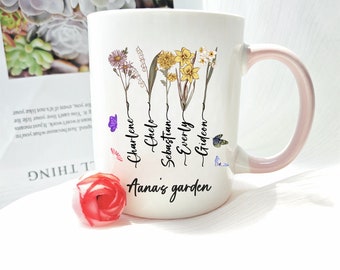 Benutzerdefinierte Geburtsmonat Geburtsblumenbecher, Mamas Gartenbecher, Mama Geburtstagsgeschenk, Muttertagsbecher, benutzerdefinierte Mama Becher, Geschenk für Mo