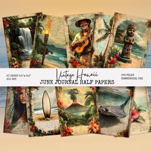 Vintage Hawaii Junk Journal Pages | Tropical Hawaii Ephemera | Aged Hawaiian Beach Scrapbook Digital Collage, Instant Download VH1