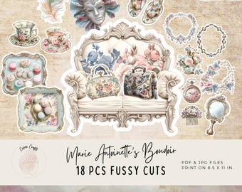 Marie Antoinette Ephemera: Shabby Chic Junk Journal Kit (Digital Download