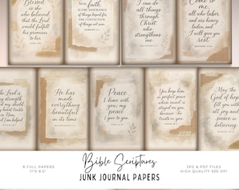 Scripture Junk Journal Pages: Watercolor Bible Verse Snippets (PDF Downloadable File)