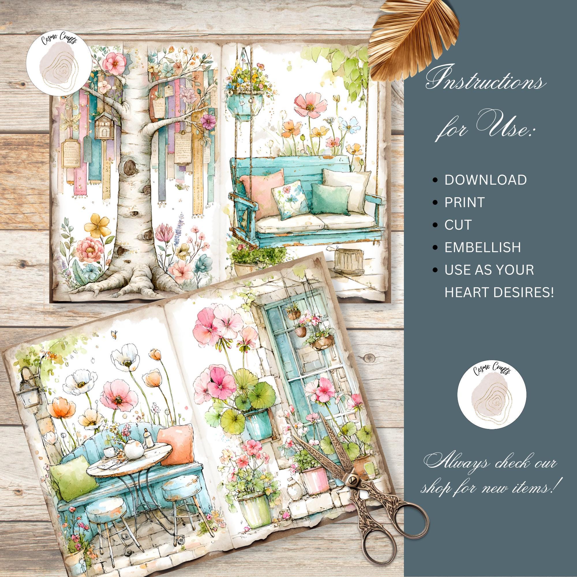 Rustic French Garden Junk Journal Kit - Shabby Chic Floral Cottage ...
