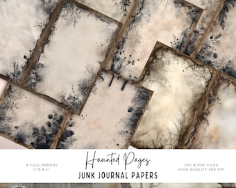 Witchy Haunted Junk Journal Pages: Spooky Gothic Ephemera (Printable PDF Kit)