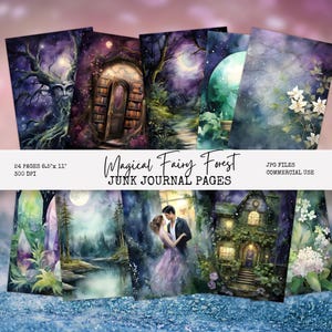 Magical Fairy Forest Pages, Enchanted Forest Junk Journal, Poster, Digital Paper, Scrapbook Paper,  Papercraft, Digital Download MF1