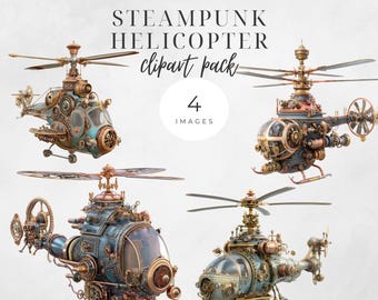 12er-Set Steampunk Grußkarten – Luftschiff-Design, 15,2x15,2 Cm, Mit Umschlägen
