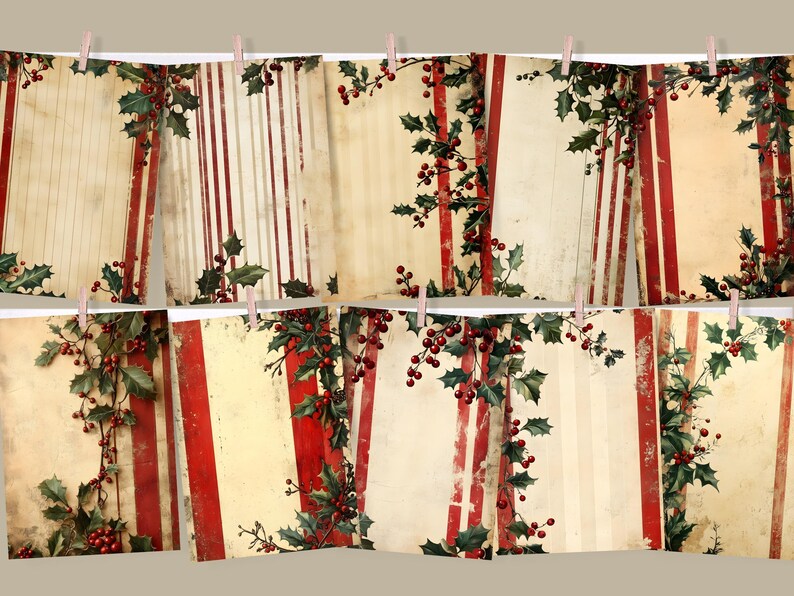 Rustic Plaid Christmas Half Papers, Red Vintage Junk Journal, Printable ...
