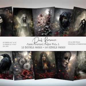 Gothic Romance Junk Journal Pages, Vampire Digital Printable Pages, Dark Romantic Journal Pages, Scrapbooking, Instant Download Vol. 1 GR1
