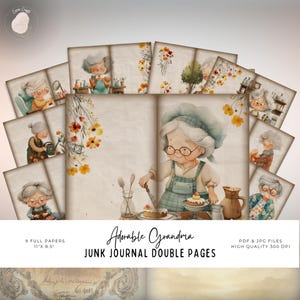 Páginas de diario basura de la abuela, efímeras de diario vintage imprimibles, papel digital de la abuela para scrapbooking, descarga instantánea