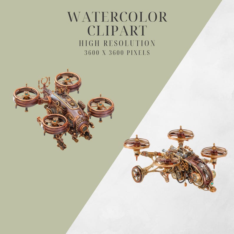 Steampunk Drone Clipart Pack | 300DPI PNG | Commercial Use - Etsy