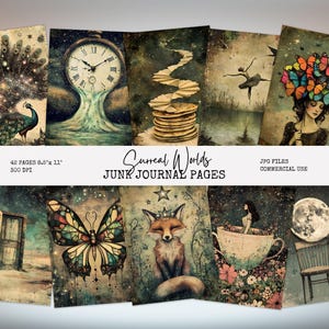 Surreal Worlds Printable Junk Journal Papers, Dreamscape, Ethereal Realm, Scrapbooking, Papercraft, Wall Art, Digital Download SW