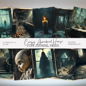 Creepy Abandoned House Junk Journal Pages, Haunted Gothic Ephemera, Dark Vintage Grunge Printable, Spooky Scrapbook Paper, Horror Collage AH