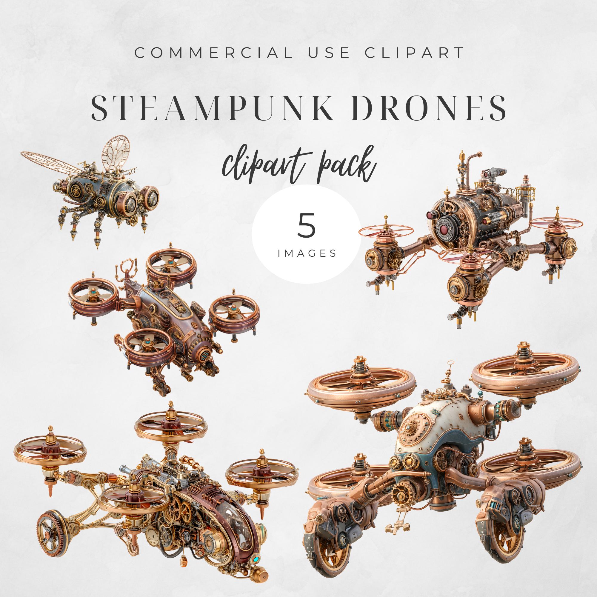 Steampunk Drone Clipart Pack | 300DPI PNG | Commercial Use - Etsy