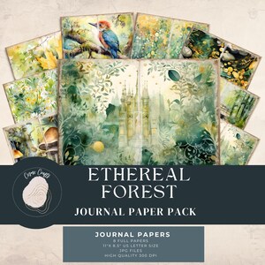 Pages imprimables du journal indésirable Forêt éthérée, papier numérique, papier de scrapbooking, pages éphémères, fabrication de cartes, créations en papier, téléchargement numérique EF1
