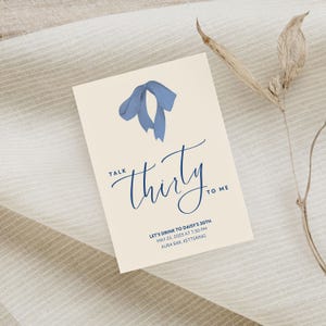 30th Invitation, Bow Invite, Editable Invitation for Birthday Party, Thirtieth Birthday Party Invite, DIY Invite for Party