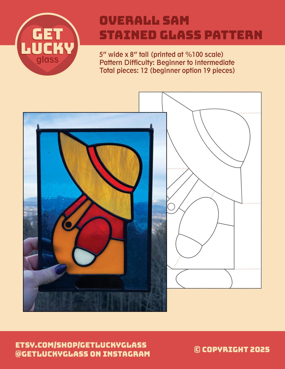 Overall Sam Stained Glass PATTERN DOWNLOAD - Etsy