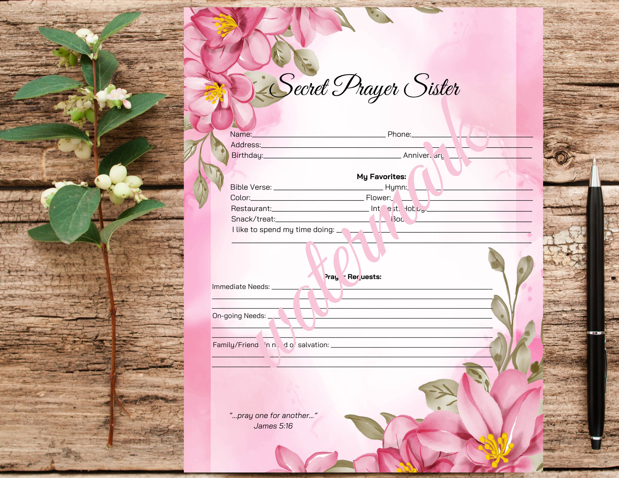 Secret Sister Questionnaire Printable Etsy