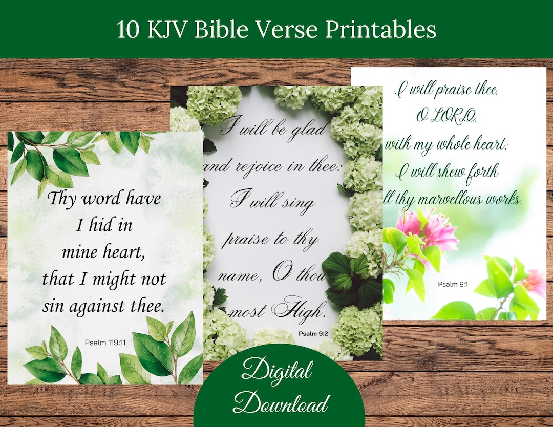 10 KJV Bible Verse Psalms Printable Wall Art - Digital Download - Etsy