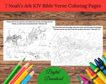 Noah's Ark Coloring Page in Three Sizes: 8.5X11, 8X10 Suitable for Framing, 6X8 for Bible ...