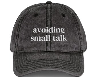 Casquette brodée « Éviter les bavardages », chapeau vintage amusant pour les introvertis, idée cadeau sarcastique, personnalité calme streetwear