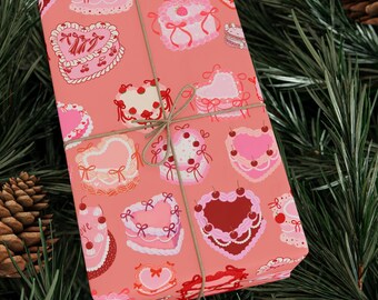 Carta da regalo carina per San Valentino, carta da regalo con motivo a torta a cuore, carta da regalo rosa per dolci romantici
