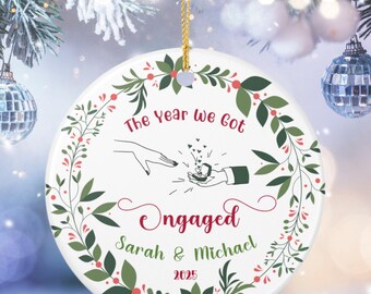 Personalized The Year We Got Engaged Ornament, Custom First Christmas Engaged Bauble, Engagement Keepsake Gift, Newly Engaged Gift
