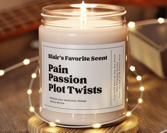 Personalized Smut Readers' Scented Soy Candle, Favorite Scent: Pain Passion Plot Twists,  Custom Gift for Dark Romance Readers, BookTok Fans