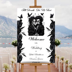 Editable Gothic Wedding Welcome Sign Template, Printable Halloween Wedding Welcome Poster, Till Death Do Us Part, Skeleton Wedding Sign