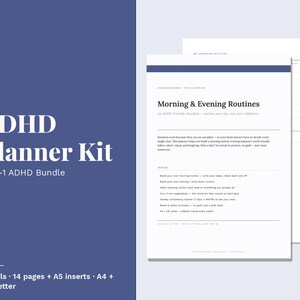 ADHD Planner Kit Printable | 4-in-1 ADHD Bundle | Daily Focus, Routines, Time Blocking & Mood Tracker PDF A5 A4 Us Letter