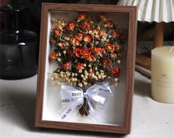 Wooden Stand Dried Flower Frame,Botanical Art Collage, Mothers Day  Gifts, Floral Room Decor, Anniversary Gift, Dried Flower Bouquet