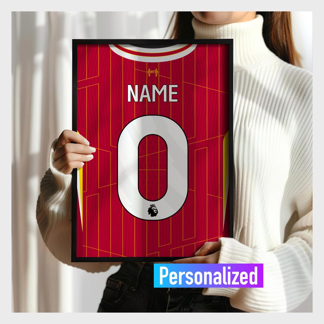 Liverpool 24/25 Home Football Shirt Poster Personalized Name & Number ...