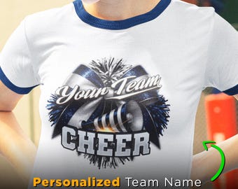 Personalized Navy Blue, Silver Cheer Bow PNG: Custom Team Spirit Sublimation Design